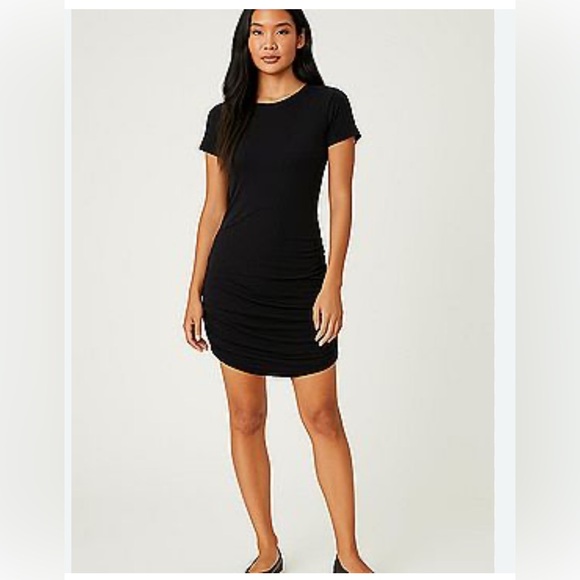 Antistar Black Ruched T Shirt Dress for Women - Picture 1 of 6